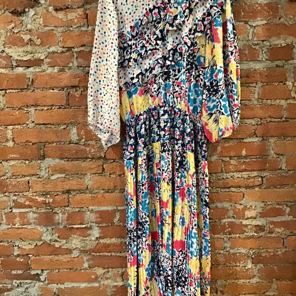VINTAGE 1980S SUSAN FREIS MIXED PRINT DRESS-S/M - Picture 7 of 9